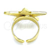 Anillo Elegante 01.313.0009.1 Oro Laminado, Diseño de Ojo Griego y Estrella, Esmaltado Negro, Tono Dorado (One size fits all)