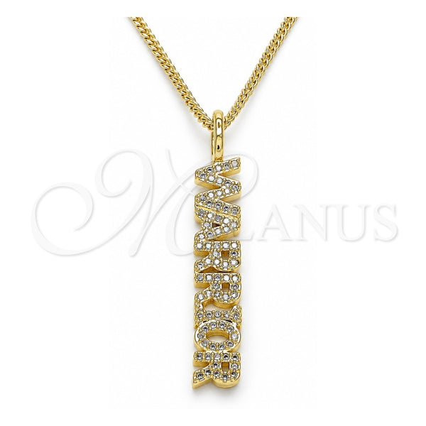 Collares con Dije 04.313.0022.20 Oro Laminado, Diseño de Con Nombre, con Micro Pave Blanca, Pulido, Tono Dorado (Grosor 02 MM, 20 Pulgadas de Largo)