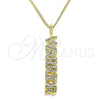 Collares con Dije 04.313.0022.20 Oro Laminado, Diseño de Con Nombre, con Blanca Micro Pave, Pulido, Tono Dorado (02 MM Thickness, 20 Inches Length)