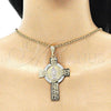 Dije Religioso 05.351.0044.1 Oro Laminado, Diseño de Crucifijo, Pulido, Tres Tonos