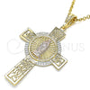Dije Religioso 05.351.0044.1 Oro Laminado, Diseño de Crucifijo, Pulido, Tres Tonos