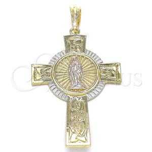 Dije Religioso 05.351.0044.1 Oro Laminado, Diseño de Crucifijo, Pulido, Tres Tonos