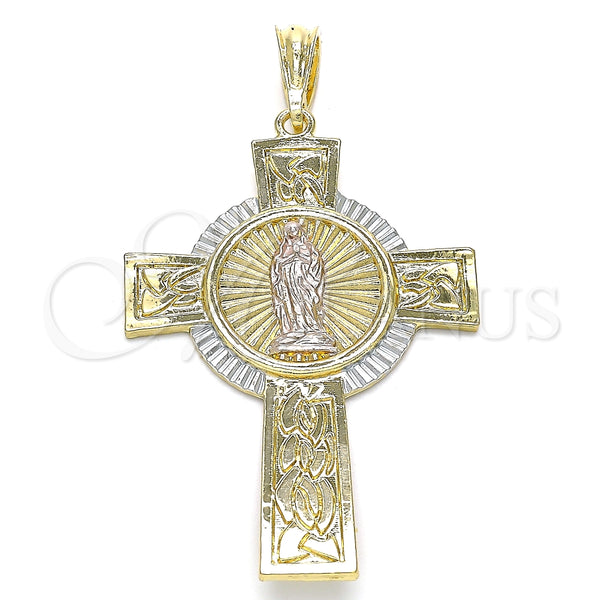 Dije Religioso 05.351.0044.1 Oro Laminado, Diseño de Crucifijo, Pulido, Tres Tonos