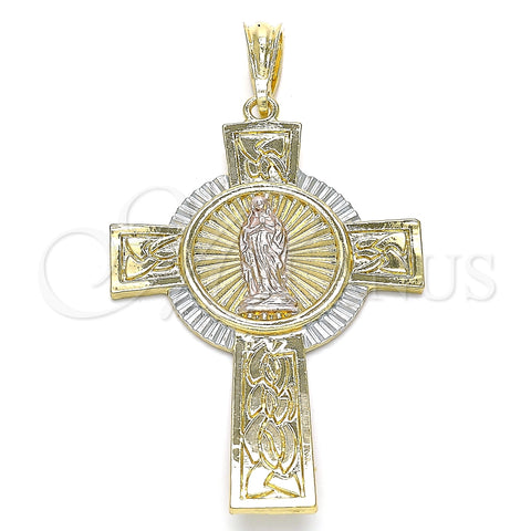 Dije Religioso 05.351.0044.1 Oro Laminado, Diseño de Crucifijo, Pulido, Tres Tonos