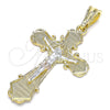 Dije Religioso 05.351.0163 Oro Laminado, Diseño de Crucifijo, Pulido, Tres Tonos