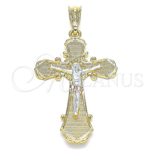 Dije Religioso 05.351.0163 Oro Laminado, Diseño de Crucifijo, Pulido, Tres Tonos