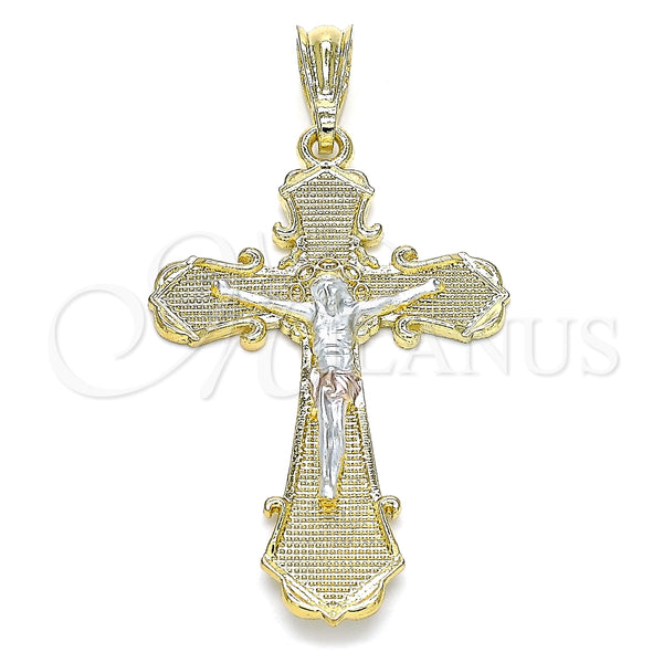 Dije Religioso 05.351.0163 Oro Laminado, Diseño de Crucifijo, Pulido, Tres Tonos