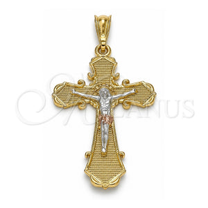 Dije Religioso 05.351.0163 Oro Laminado, Diseño de Crucifijo, Pulido, Tres Tonos