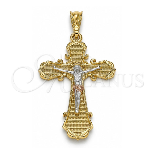 Dije Religioso 05.351.0163 Oro Laminado, Diseño de Crucifijo, Pulido, Tres Tonos