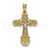 Dije Religioso 05.351.0163 Oro Laminado, Diseño de Crucifijo, Pulido, Tres Tonos