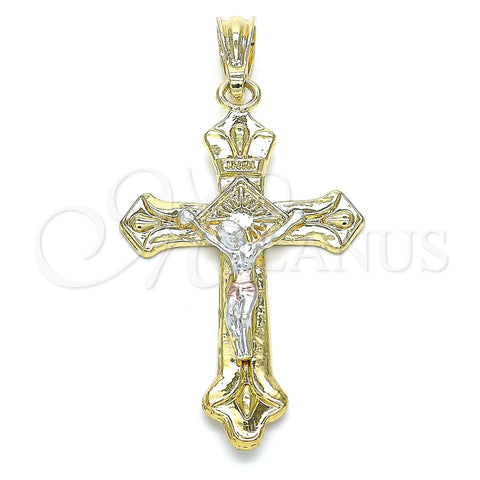 Dije Religioso 05.351.0164 Oro Laminado, Diseño de Crucifijo, Pulido, Tres Tonos
