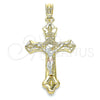 Dije Religioso 05.351.0164 Oro Laminado, Diseño de Crucifijo, Pulido, Tres Tonos