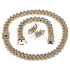 Collar, Pulsera y Dije 06.372.0026 Oro Laminado, Diseño de Miami Cubana, con Blanca Cristal, Pulido, Tono Dorado
