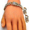 Collar, Pulsera y Dije 06.372.0028 Oro Laminado, Diseño de Miami Cubana, con Blanca Cristal, Pulido, Tono Dorado