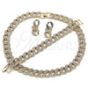 Collar, Pulsera y Dije 06.372.0029 Oro Laminado, Diseño de Miami Cubana, con Blanca Cristal, Pulido, Tono Dorado