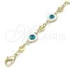 Pulsera Elegante 03.213.0037.08 Oro Laminado, Diseño de Ojo Griego y Corazón, Esmaltado Blanco, Tono Dorado (08 MM Thickness, 8 Inches Length)