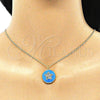Collares con Dije 04.374.0001.20 Oro Laminado, Diseño de Estrella, con Multicolor Micro Pave, Esmaltado Azul, Tono Dorado (02 MM Thickness, 20 Inches Length)