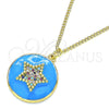 Collares con Dije 04.374.0001.20 Oro Laminado, Diseño de Estrella, con Multicolor Micro Pave, Esmaltado Azul, Tono Dorado (02 MM Thickness, 20 Inches Length)