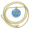 Collares con Dije 04.374.0001.20 Oro Laminado, Diseño de Estrella, con Multicolor Micro Pave, Esmaltado Azul, Tono Dorado (02 MM Thickness, 20 Inches Length)