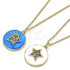 Collares con Dije 04.374.0001.20 Oro Laminado, Diseño de Estrella, con Multicolor Micro Pave, Esmaltado Azul, Tono Dorado (02 MM Thickness, 20 Inches Length)