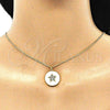 Collares con Dije 04.374.0001.1.20 Oro Laminado, Diseño de Estrella, con Multicolor Micro Pave, Esmaltado Blanco, Tono Dorado (02 MM Thickness, 20 Inches Length)