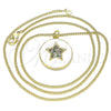 Collares con Dije 04.374.0001.1.20 Oro Laminado, Diseño de Estrella, con Multicolor Micro Pave, Esmaltado Blanco, Tono Dorado (02 MM Thickness, 20 Inches Length)