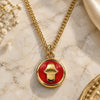 Collares con Dije 04.374.0003.20 Oro Laminado, Diseño de Mano de Dios y Judaica, Esmaltado Rojo, Tono Dorado (Grosor 02 MM, 20 Pulgadas de Largo)
