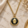 Collares con Dije 04.374.0003.2.20 Oro Laminado, Diseño de Mano de Dios y Judaica, Esmaltado Negro, Tono Dorado (Grosor 02 MM, 20 Pulgadas de Largo)