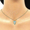 Collares con Dije 04.374.0004.1.20 Oro Laminado, Diseño de Ojo Griego y Corazón, Esmaltado Azul, Tono Dorado (02 MM Thickness, 20 Inches Length)