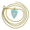 Collares con Dije 04.374.0004.1.20 Oro Laminado, Diseño de Ojo Griego y Corazón, Esmaltado Azul, Tono Dorado (02 MM Thickness, 20 Inches Length)