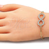 Pulsera Elegante 03.156.0019.07 Oro Laminado, Diseño de Infinito y Paperclip, con Blanca Micro Pave, Pulido, Tono Dorado (03 MM Thickness, 7 Inches Length)