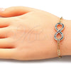 Pulsera Elegante 03.156.0019.1.07 Oro Laminado, Diseño de Infinito y Paperclip, con Multicolor Micro Pave, Pulido, Tono Dorado (03 MM Thickness, 7 Inches Length)