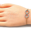 Pulsera Bolo Ajustable 03.156.0022.1.11 Oro Laminado, Diseño de Infinito, con Multicolor Micro Pave and Blanca Zirconia Cubica, Pulido, Tono Dorado (01 MM Thickness, 11 Inches Length)