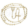 Rosario Fino 09.213.0023.24 Oro Laminado, Diseño de Virgen Maria y Crucifijo, Pulido, Tono Dorado