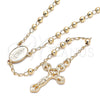 Rosario Fino 09.213.0024.24 Oro Laminado, Diseño de Guadalupe y Crucifijo, Pulido, Tono Dorado