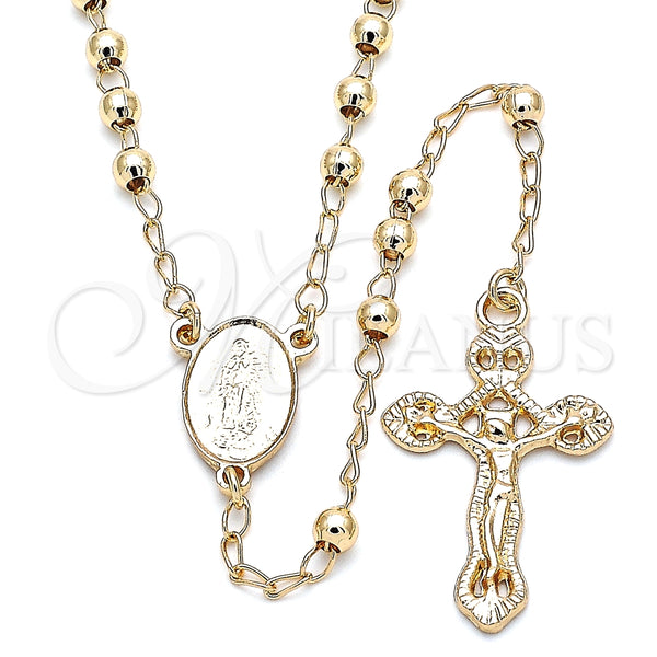 Rosario Fino 09.213.0024.24 Oro Laminado, Diseño de Guadalupe y Crucifijo, Pulido, Tono Dorado