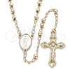 Rosario Fino 09.213.0024.24 Oro Laminado, Diseño de Guadalupe y Crucifijo, Pulido, Tono Dorado