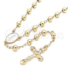 Rosario Mediano 09.213.0026.24 Oro Laminado, Diseño de Guadalupe y Crucifijo, Pulido, Tono Dorado