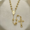Rosario Mediano 09.213.0026.24 Oro Laminado, Diseño de Guadalupe y Crucifijo, Pulido, Tono Dorado