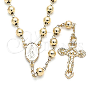 Rosario Mediano 09.213.0026.24 Oro Laminado, Diseño de Guadalupe y Crucifijo, Pulido, Tono Dorado