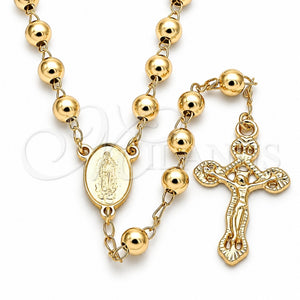 Rosario Mediano 09.213.0026.24 Oro Laminado, Diseño de Guadalupe y Crucifijo, Pulido, Tono Dorado