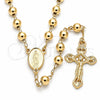 Rosario Mediano 09.213.0026.24 Oro Laminado, Diseño de Guadalupe y Crucifijo, Pulido, Tono Dorado