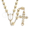 Rosario Mediano 09.213.0026.24 Oro Laminado, Diseño de Guadalupe y Crucifijo, Pulido, Tono Dorado