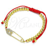 Pulsera Bolo Ajustable 03.313.0033.10 Oro Laminado, Diseño de Paperclip y Bola, con Blanca Micro Pave, Pulido, Tono Dorado (04 MM Thickness, 10 Inches Length)