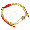Pulsera Bolo Ajustable 03.313.0033.1.10 Oro Laminado, Diseño de Paperclip y Bola, con Multicolor Micro Pave, Pulido, Tono Dorado (04 MM Thickness, 10 Inches Length)