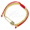 Pulsera Bolo Ajustable 03.313.0033.1.10 Oro Laminado, Diseño de Paperclip y Bola, con Multicolor Micro Pave, Pulido, Tono Dorado (04 MM Thickness, 10 Inches Length)