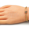 Pulsera Bolo Ajustable 03.313.0034.1.10 Oro Laminado, Diseño de Paperclip y Bola, con Multicolor Micro Pave, Pulido, Tono Dorado (01 MM Thickness, 10 Inches Length)