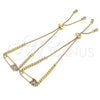 Pulsera Bolo Ajustable 03.313.0034.1.10 Oro Laminado, Diseño de Paperclip y Bola, con Multicolor Micro Pave, Pulido, Tono Dorado (01 MM Thickness, 10 Inches Length)