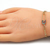 Pulsera Elegante 03.313.0035.1.07 Oro Laminado, Diseño de Paperclip, con Multicolor Micro Pave, Pulido, Tono Dorado (03 MM Thickness, 7 Inches Length)
