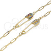 Pulsera Elegante 03.313.0035.1.07 Oro Laminado, Diseño de Paperclip, con Multicolor Micro Pave, Pulido, Tono Dorado (03 MM Thickness, 7 Inches Length)